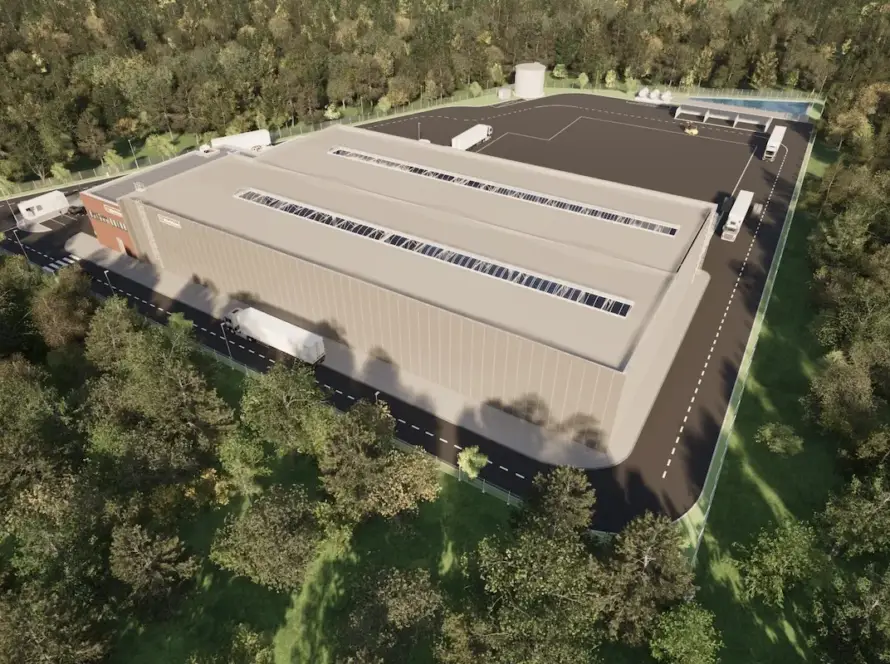 Budynek hali magazynowej z częścią socjalno-biurową, boksów składowych wraz z obiektami towarzyszącymi - AJ ECO SOLUTIONS 3 AJ-ECO-3